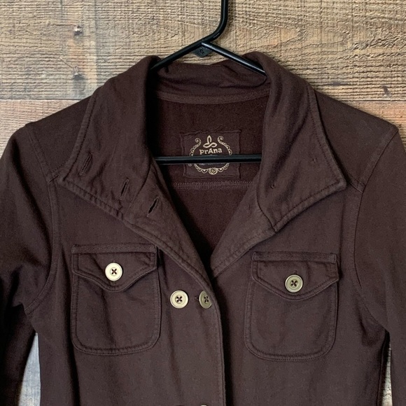 Prana Tori brown fleece button up military jacket Size Small - Picture 2 of 9